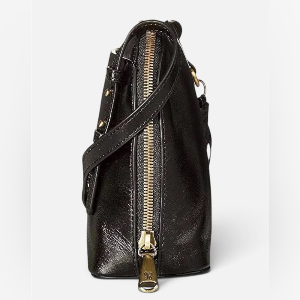 HOBO Nash Black Glossy Leather Crossbody Tassel Handbag Purse - Picture 6 of 11